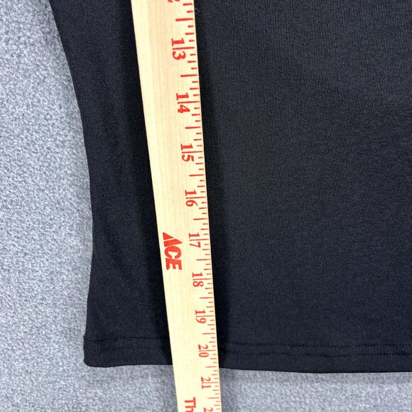 Commense Top Womens Medium Black Cutout cap Sleeve stretch semi sheer - Picture 9 of 16